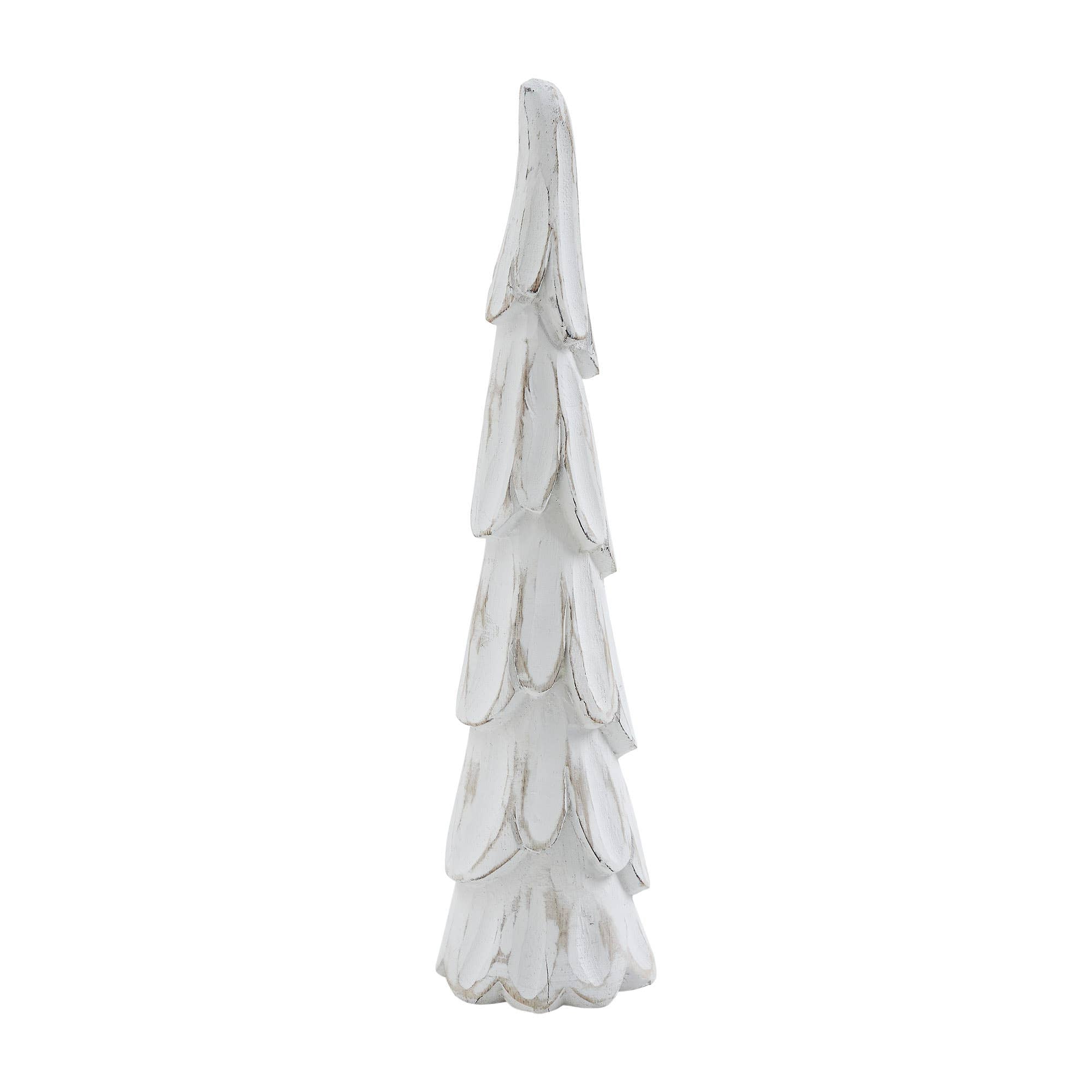 Decorative white tree with layered design on a white background