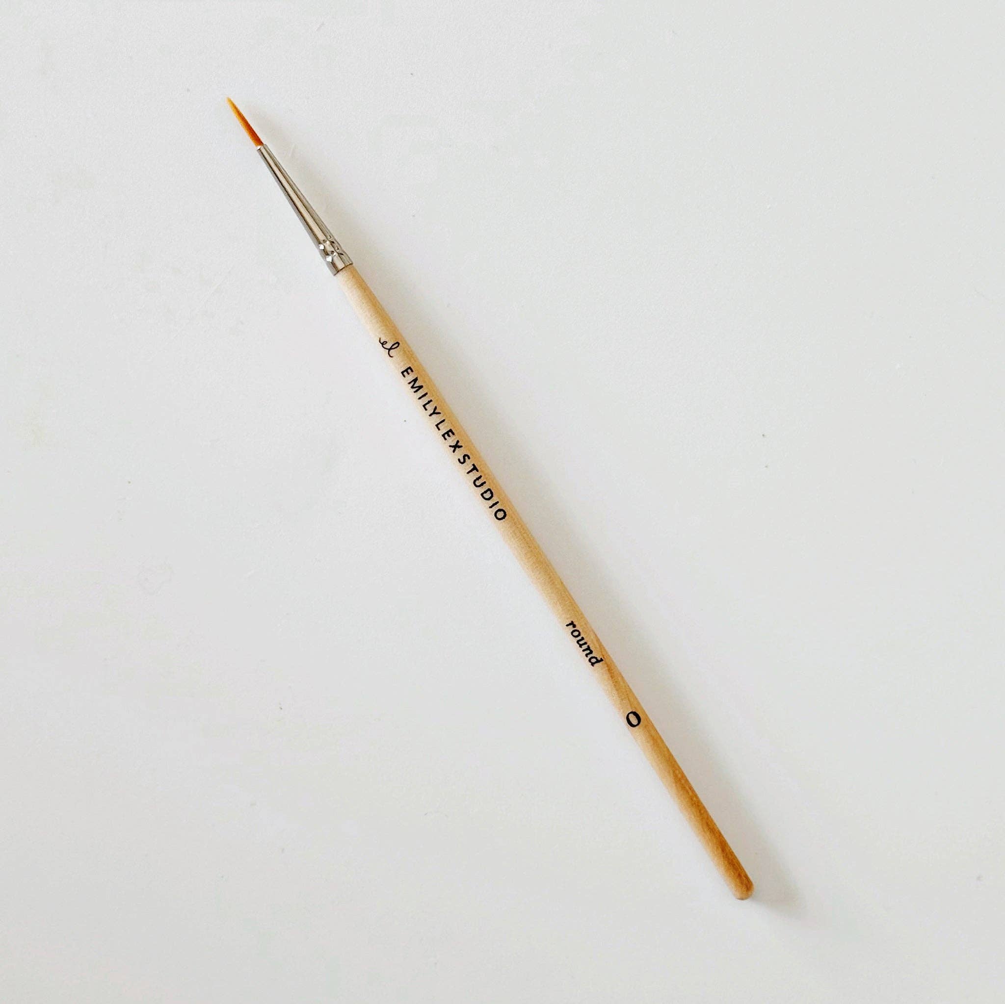 Paintbrush with wooden handle and metal ferrule on a white background