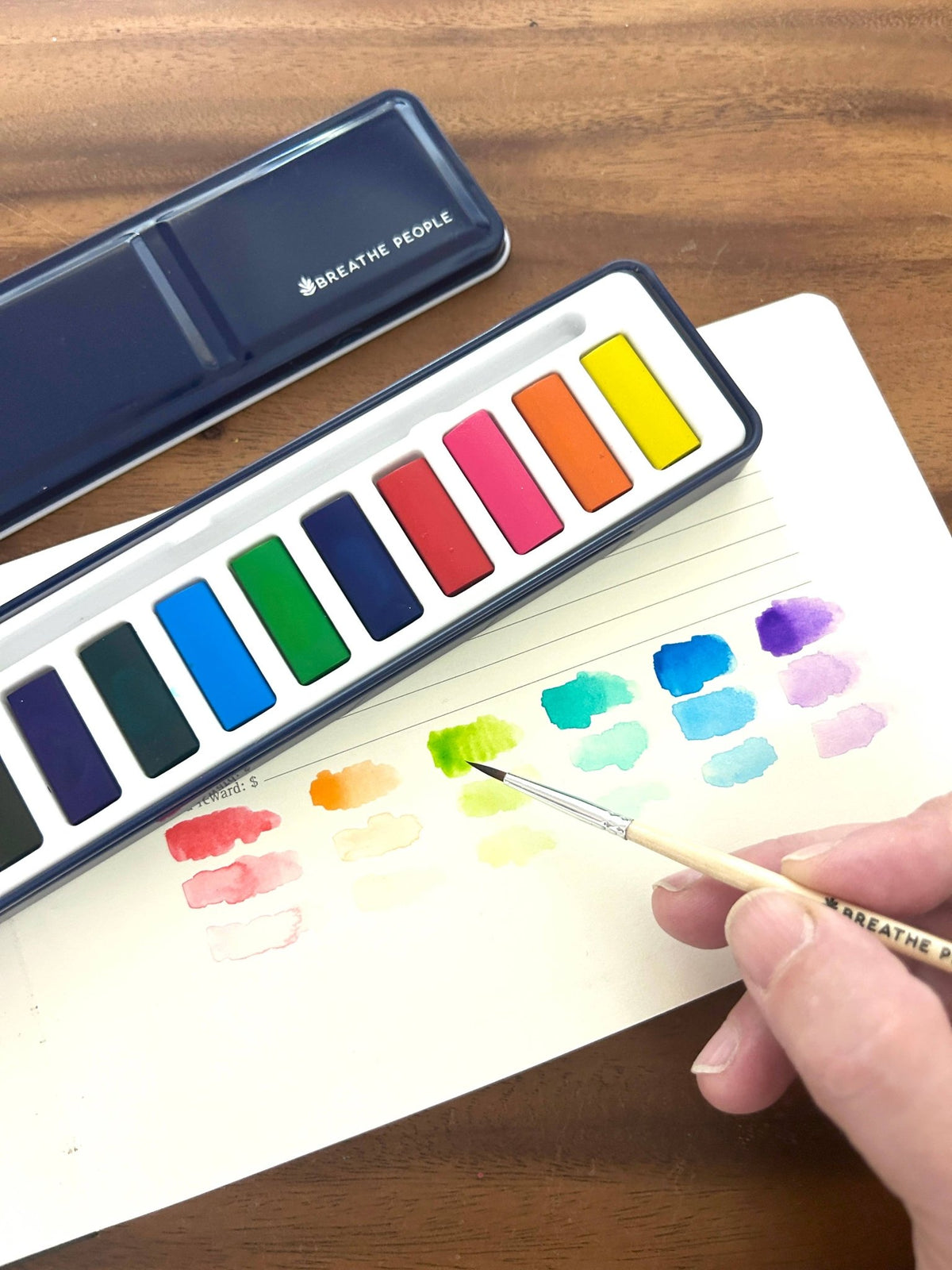 Watercolor Set (12 Artist Grade Colors + Wood Paintbrush)