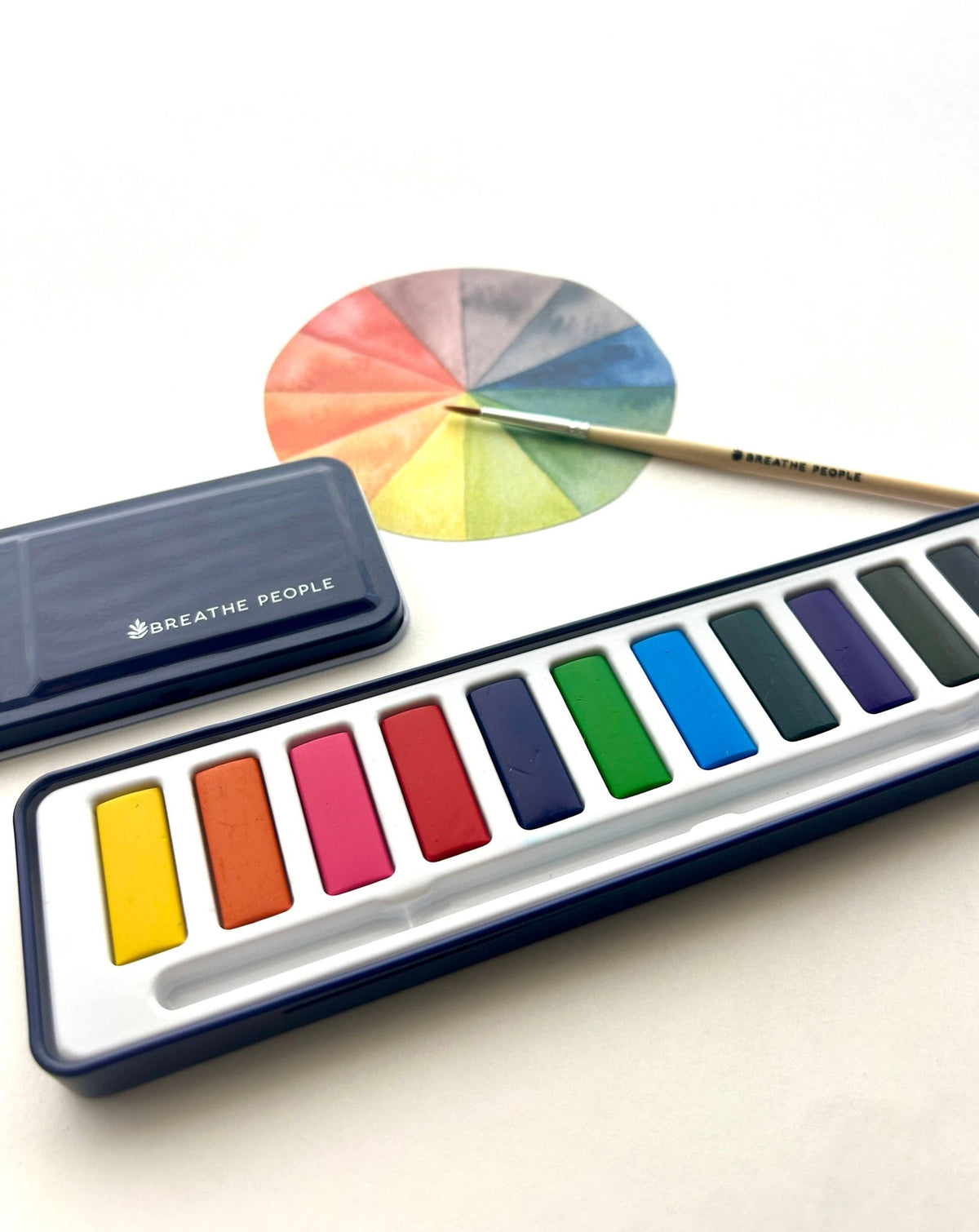 Watercolor Set (12 Artist Grade Colors + Wood Paintbrush)
