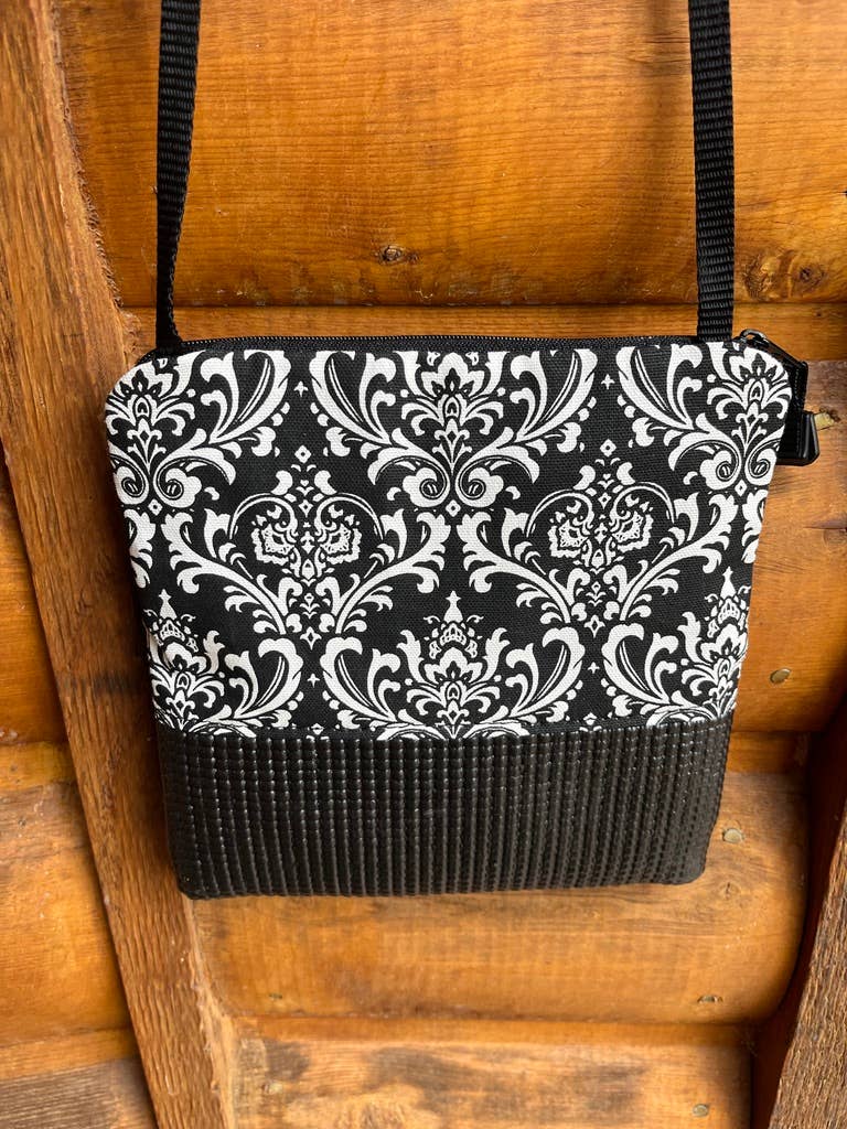 Stella Black Cross Body Purse - Damask
