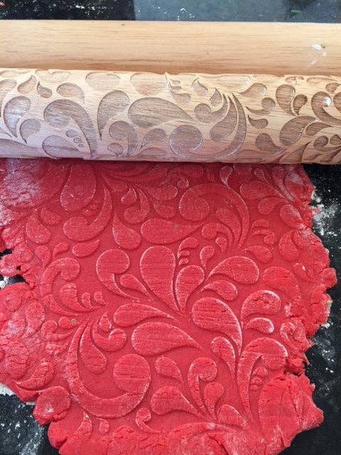 Floral Swirl Embossed Rolling Pin