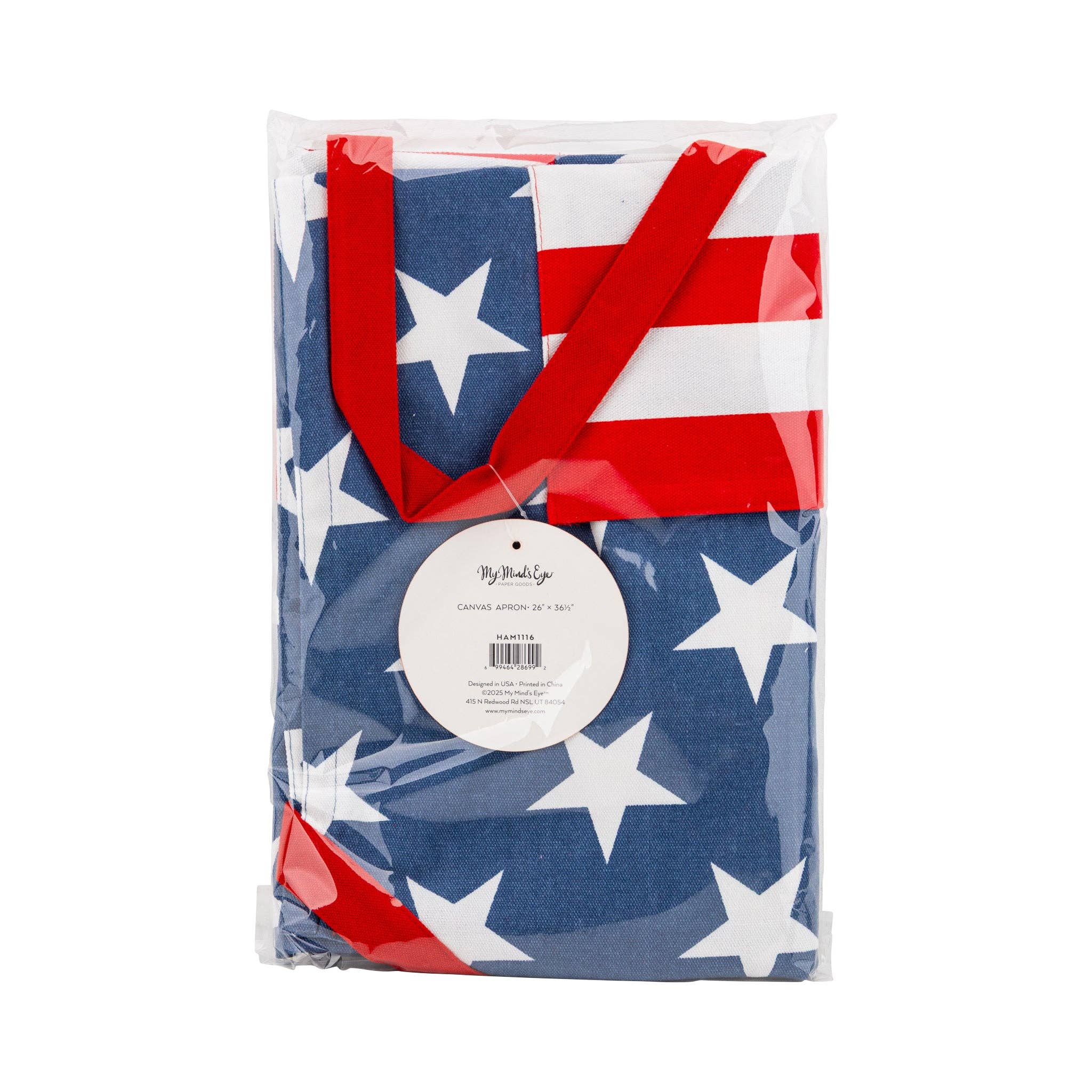 Packaged product with American flag design on a white background