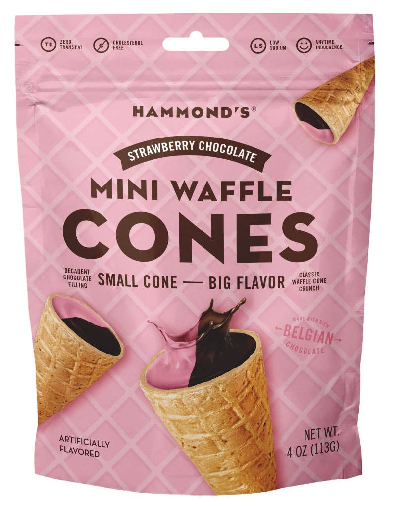 Strawberry Crème Mini Waffle Cones