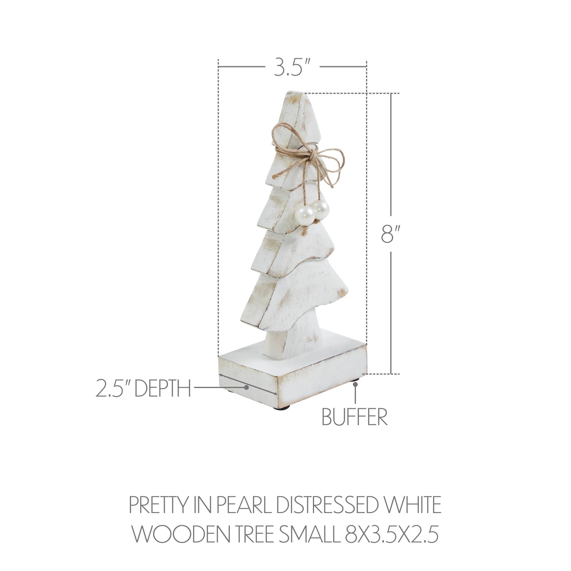 Wooden tree decorative item with measurements on a white background