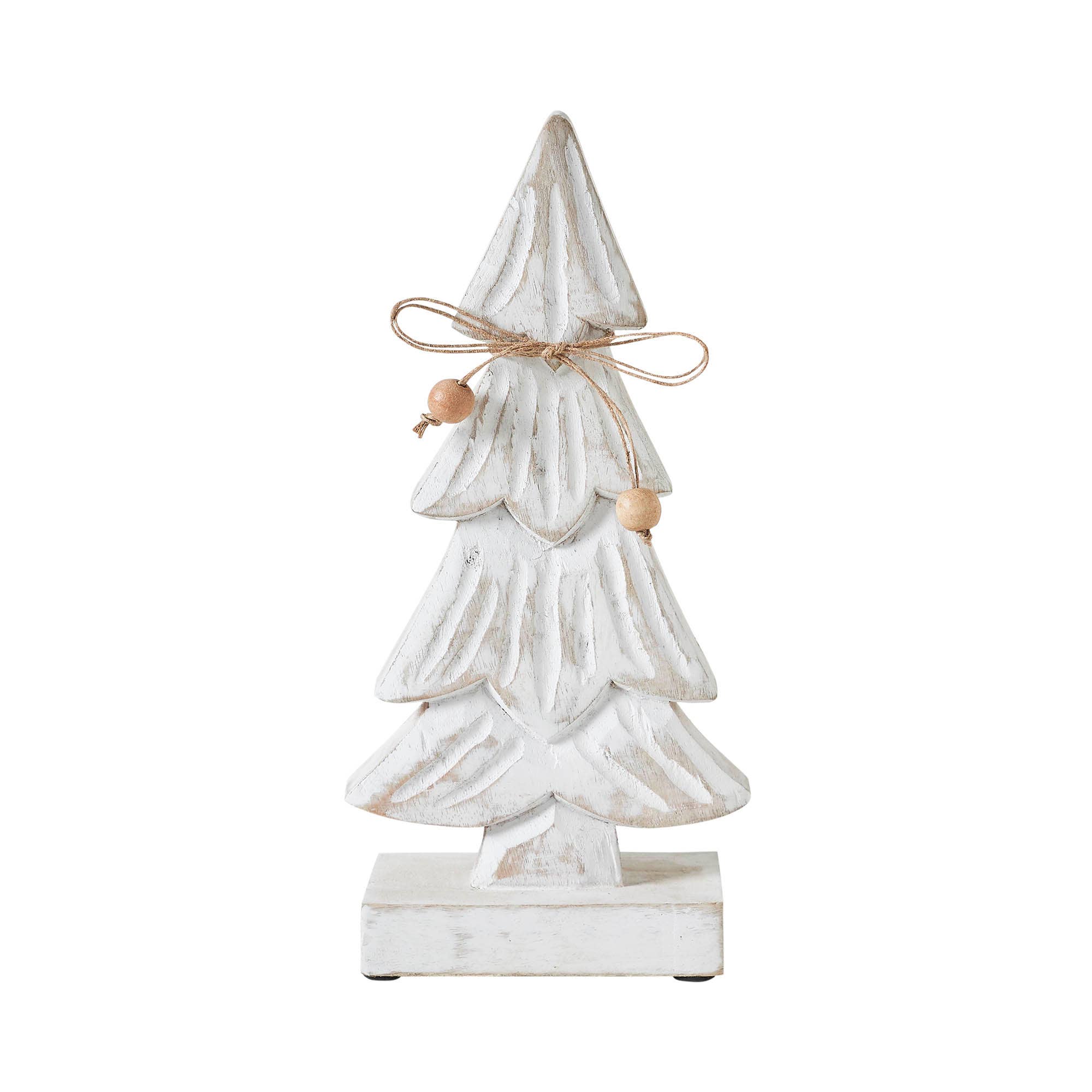 Decorative white Christmas tree with a bow on a white background