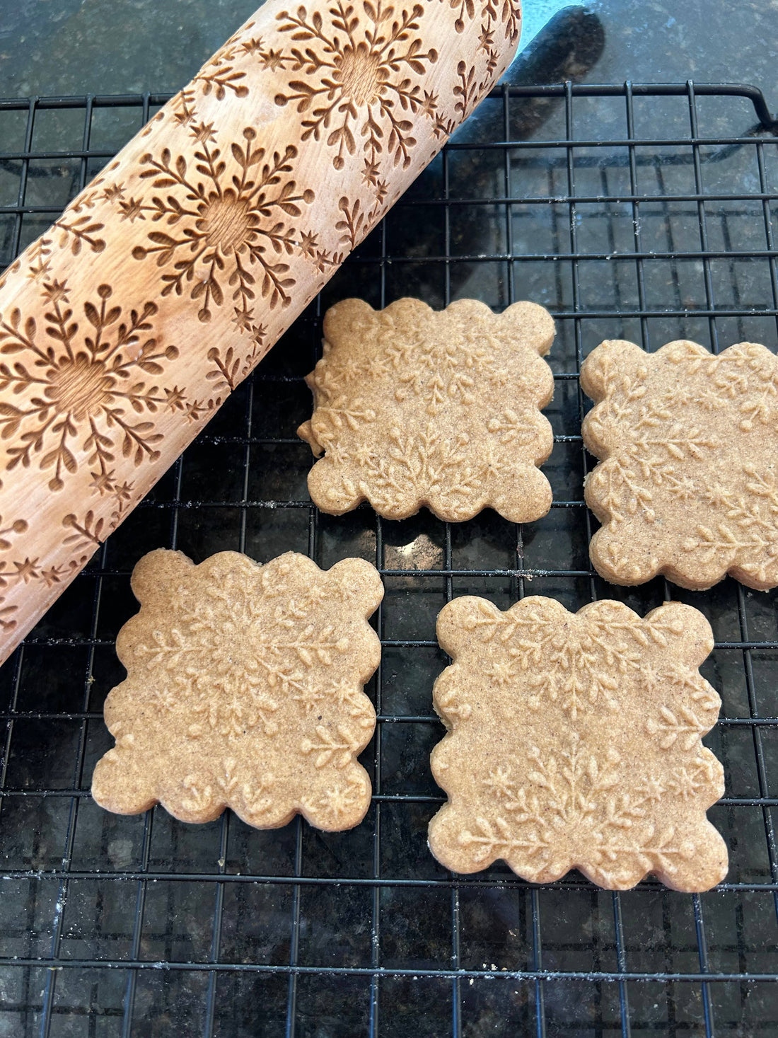 Elegant Snowflakes Embossed Rolling Pin