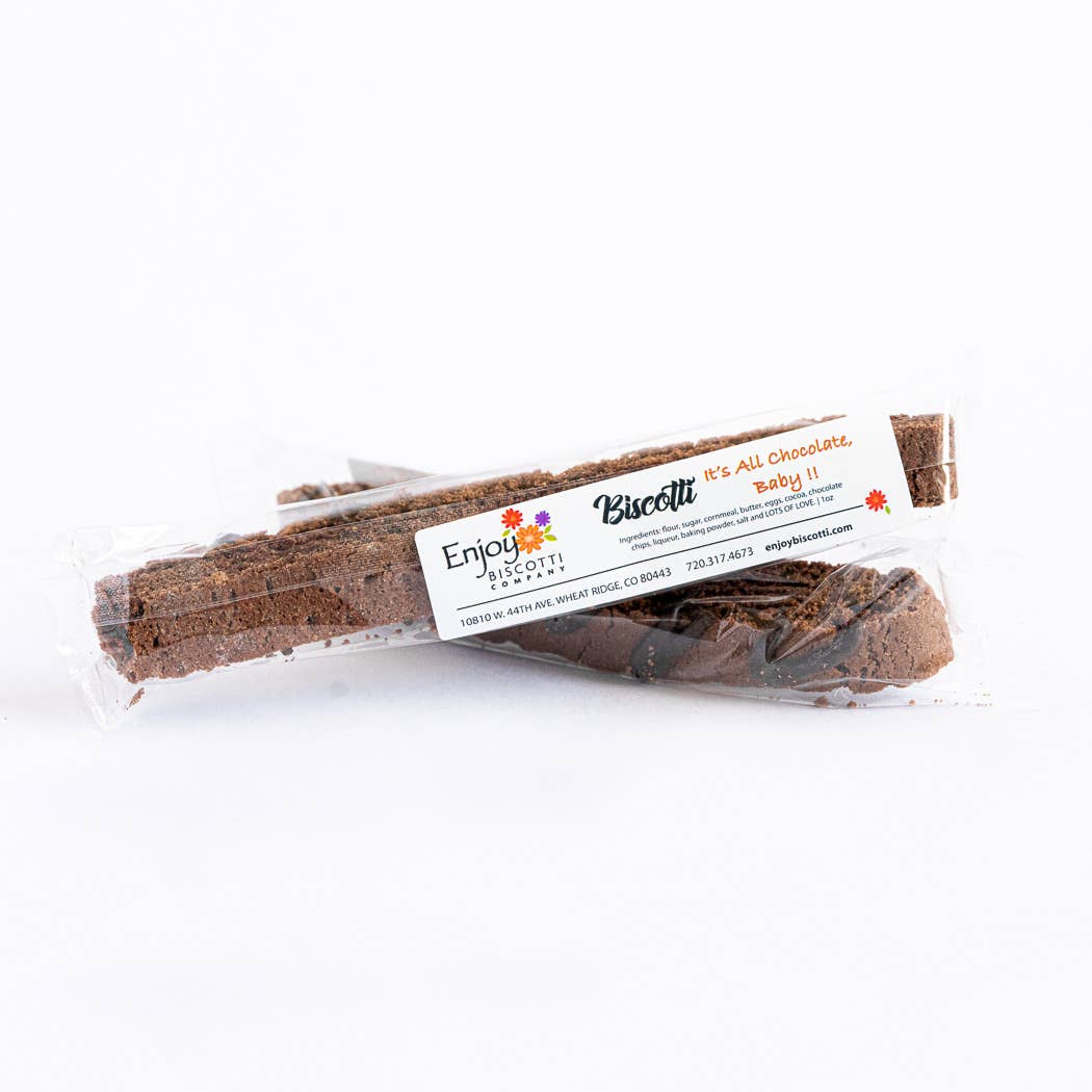Packaged chocolate biscotti with &