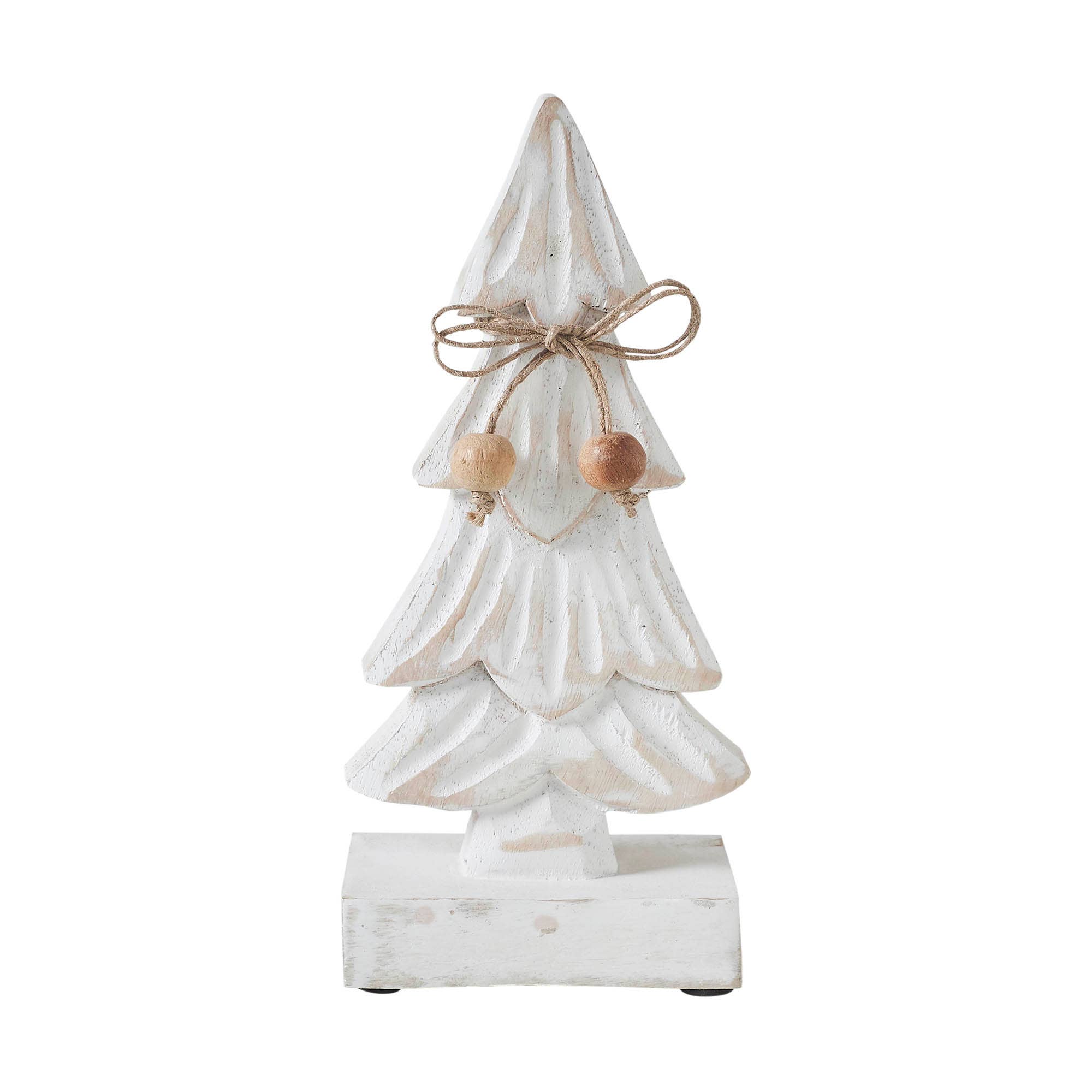 Decorative white Christmas tree with a bow and ornaments on a white background