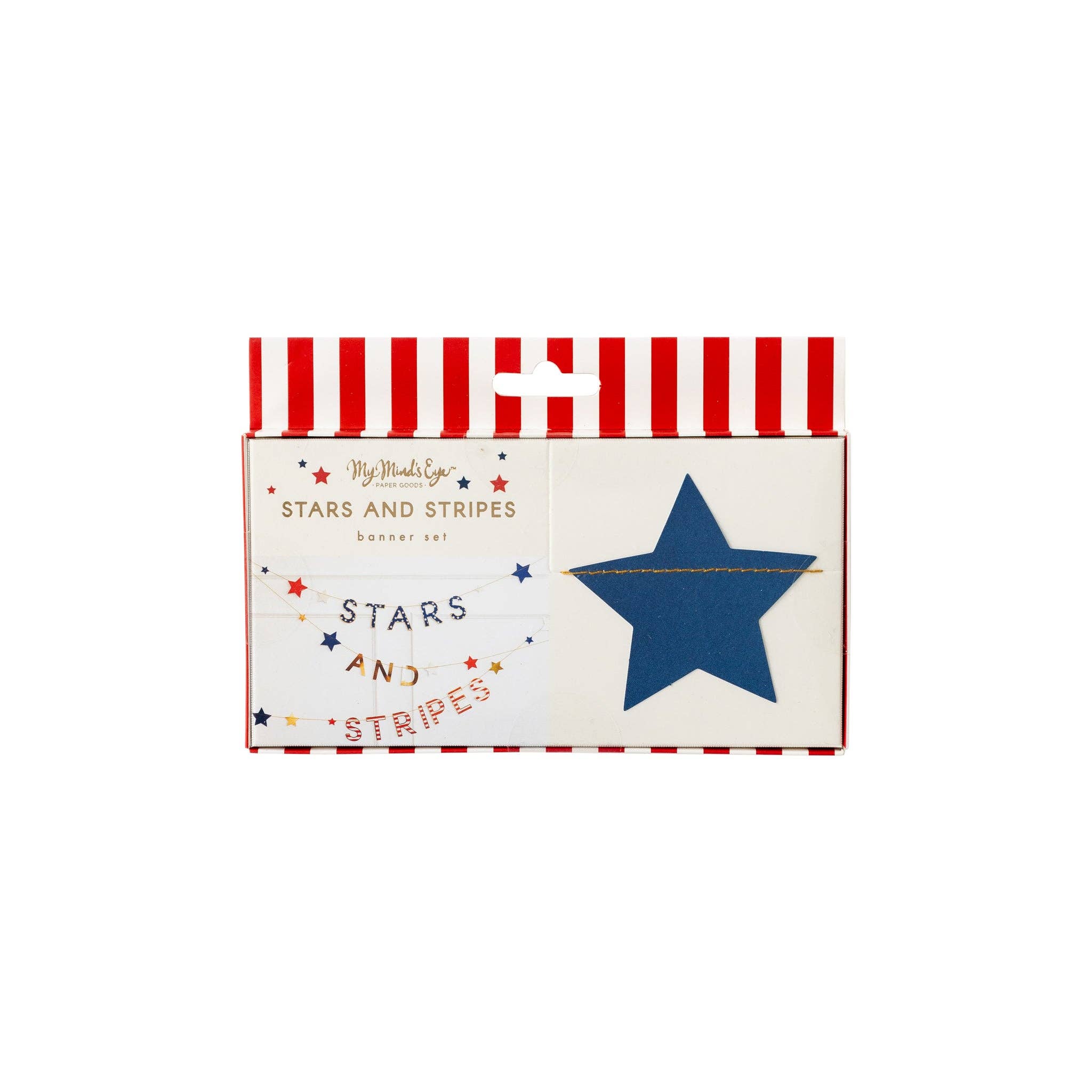 Stars and Stripes banner set with red and white striped box on a white background