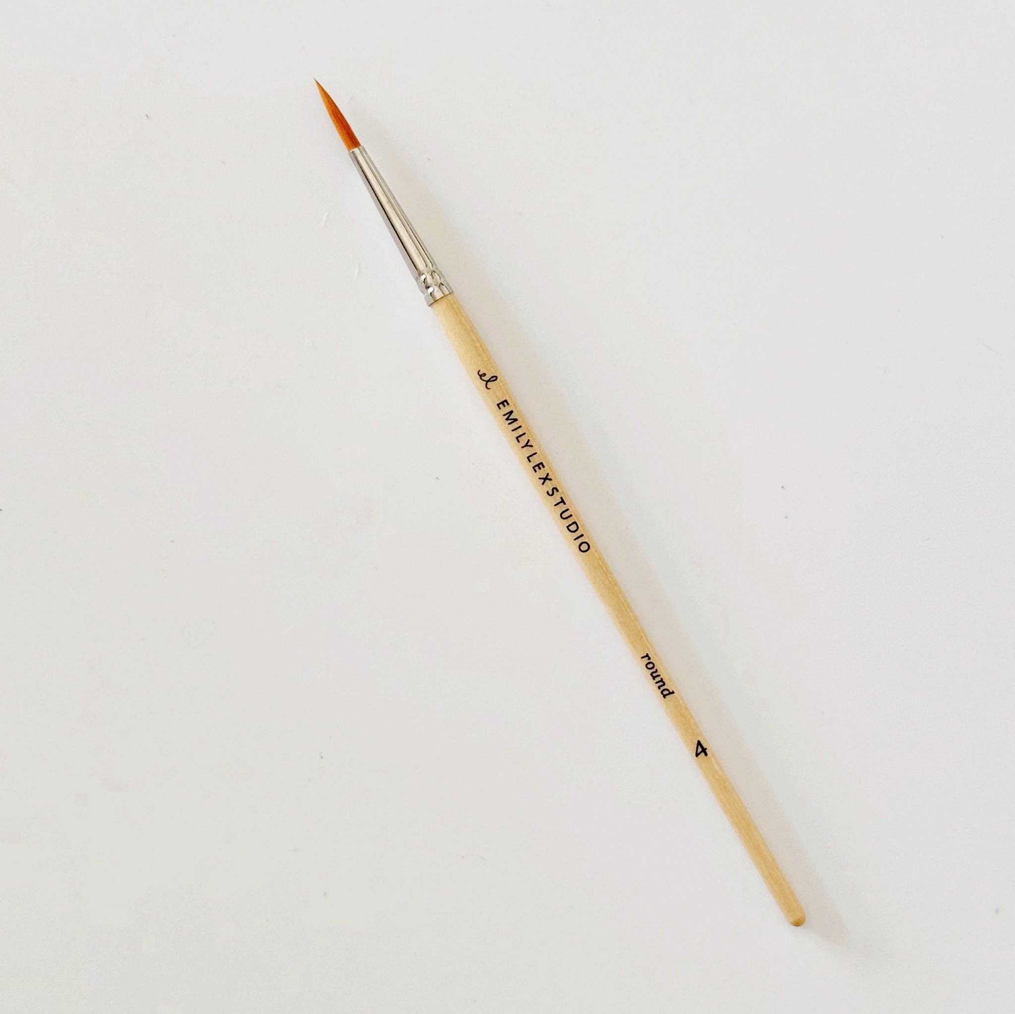 Paintbrush with wooden handle and metal ferrule on a white background
