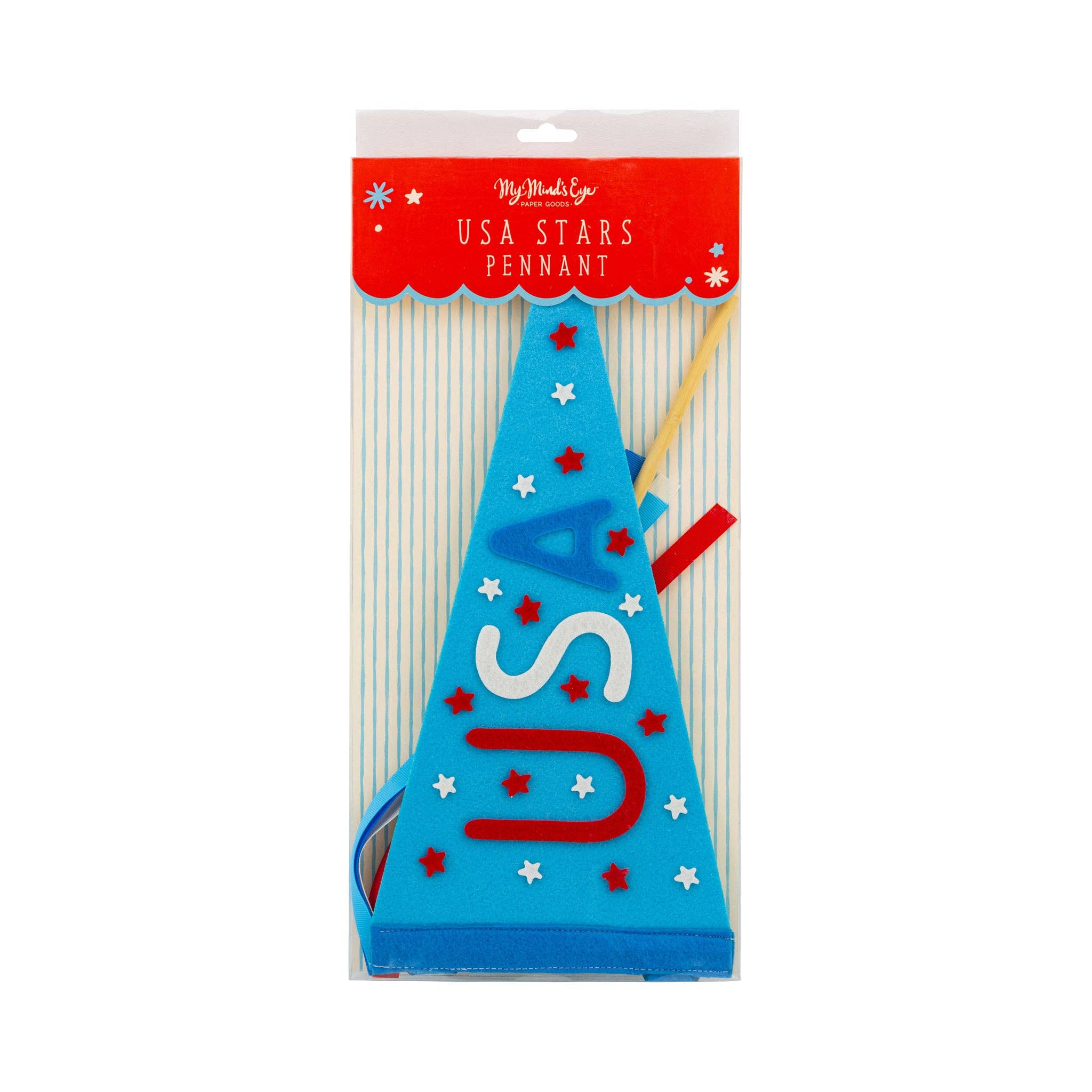 USA stars pennant with packaging on a white background