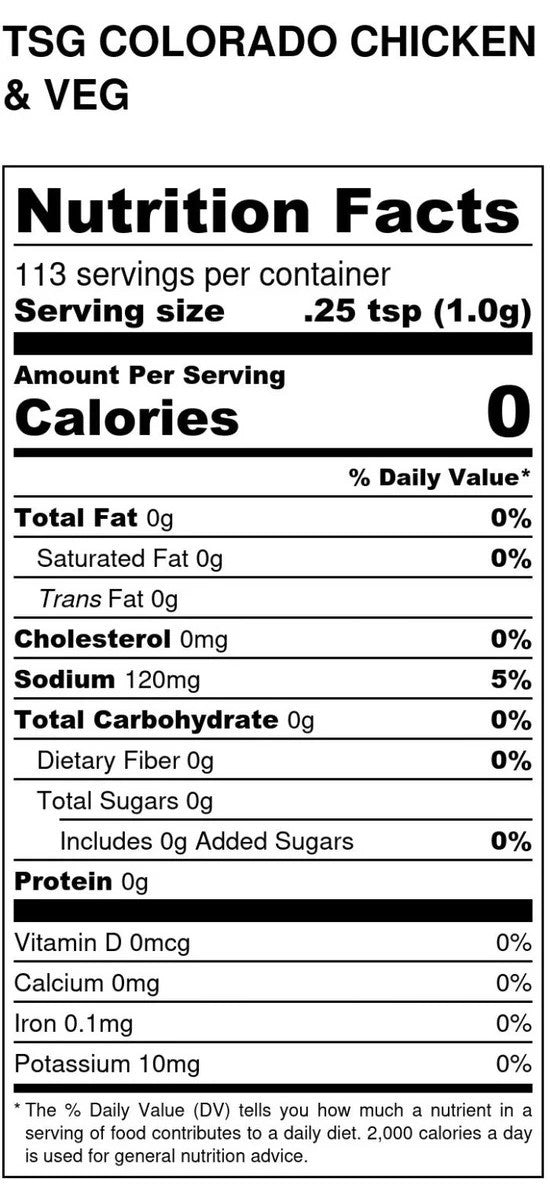the spice guy Colorado chicken & veg spice blend nutrition facts
