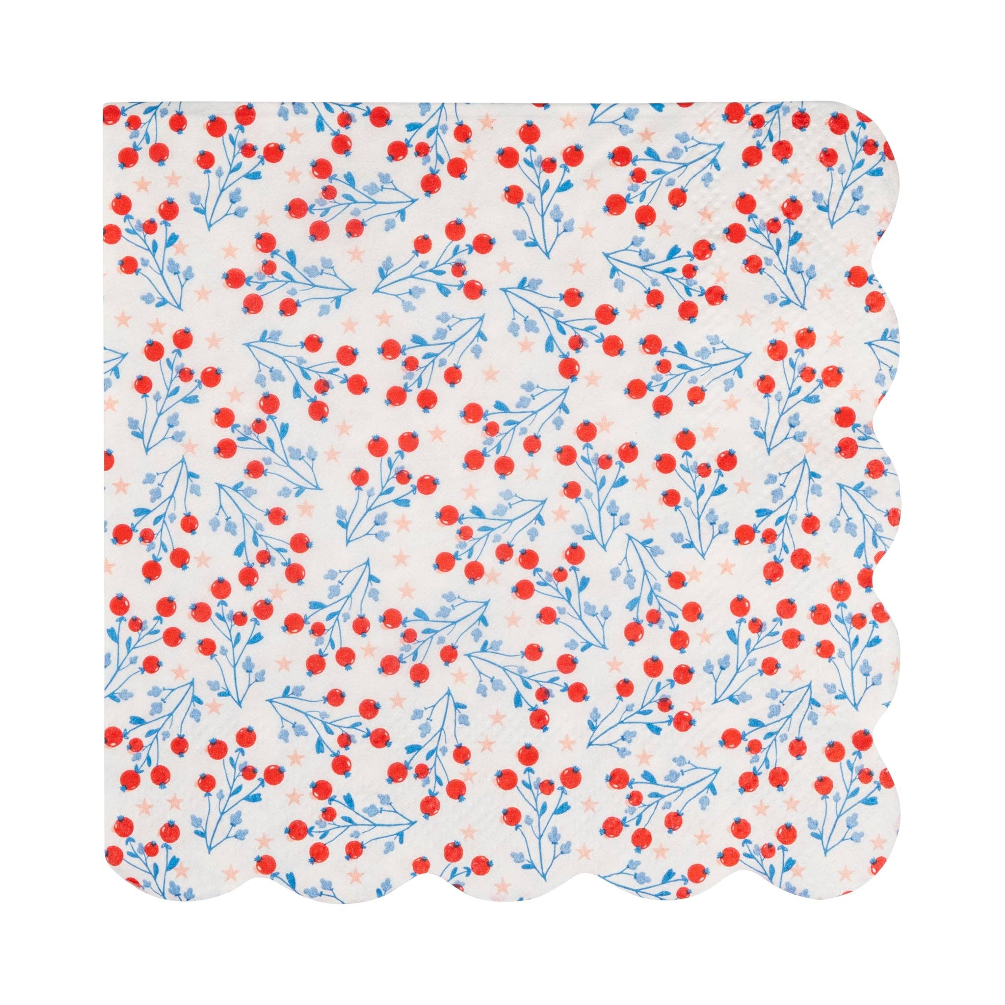 Floral patterned paper napkin on a white background