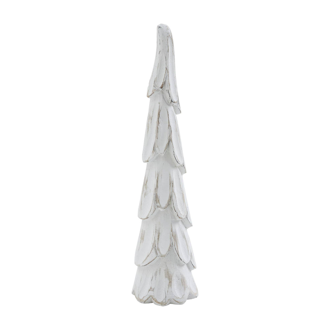 Decorative white tree with layered design on a white background