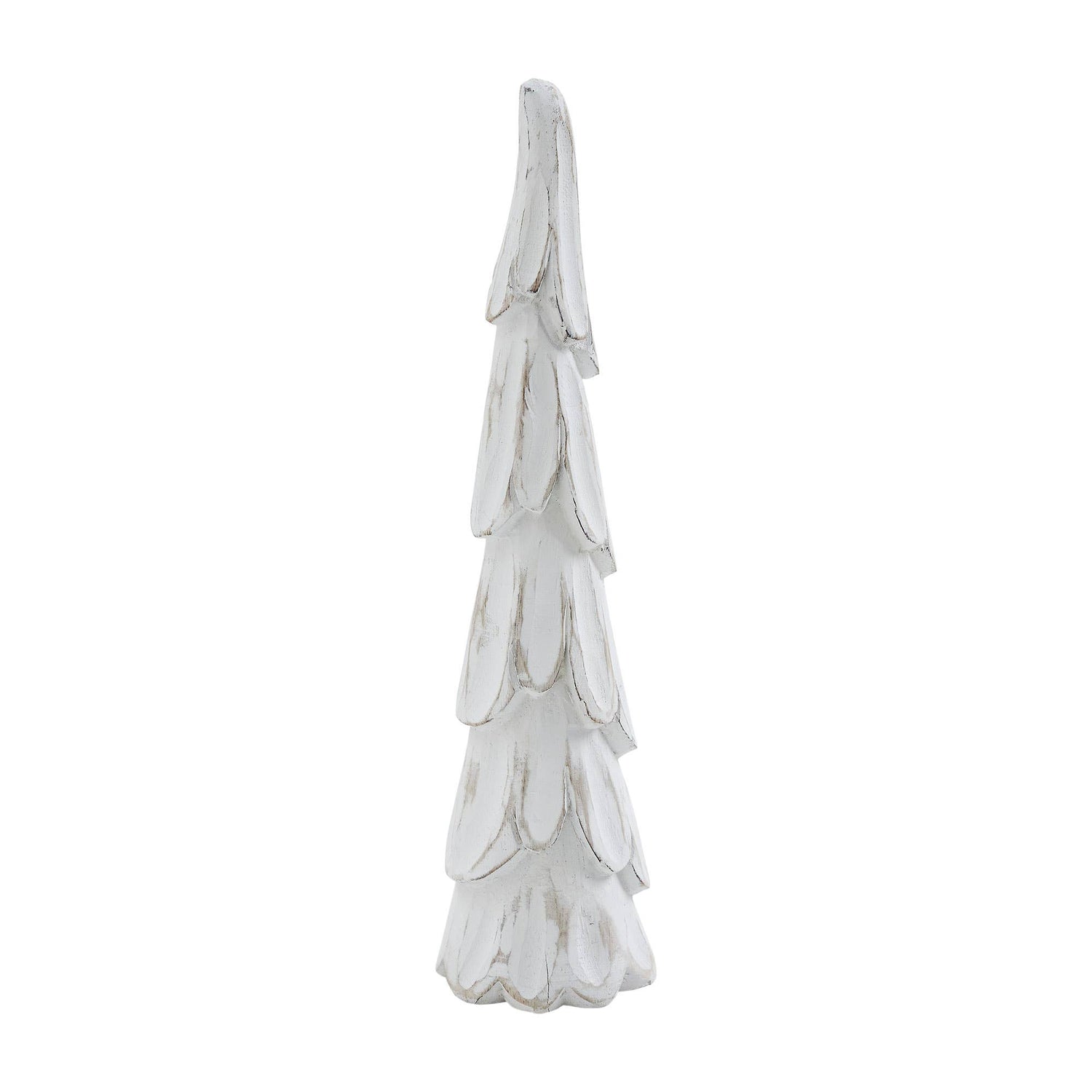 Decorative white tree with layered design on a white background