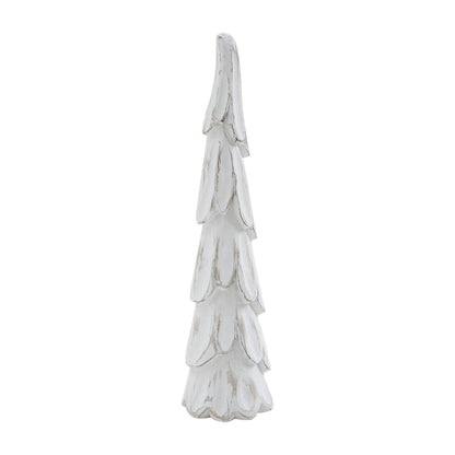 Decorative white tree with layered design on a white background