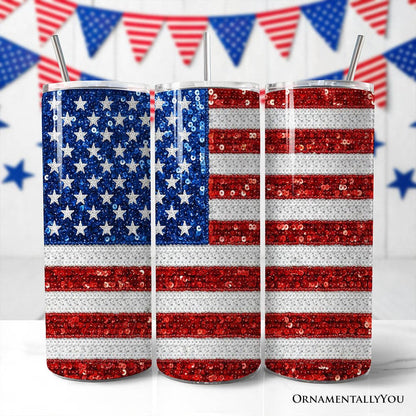 American Flag Sequin Print 20oz Tumbler
