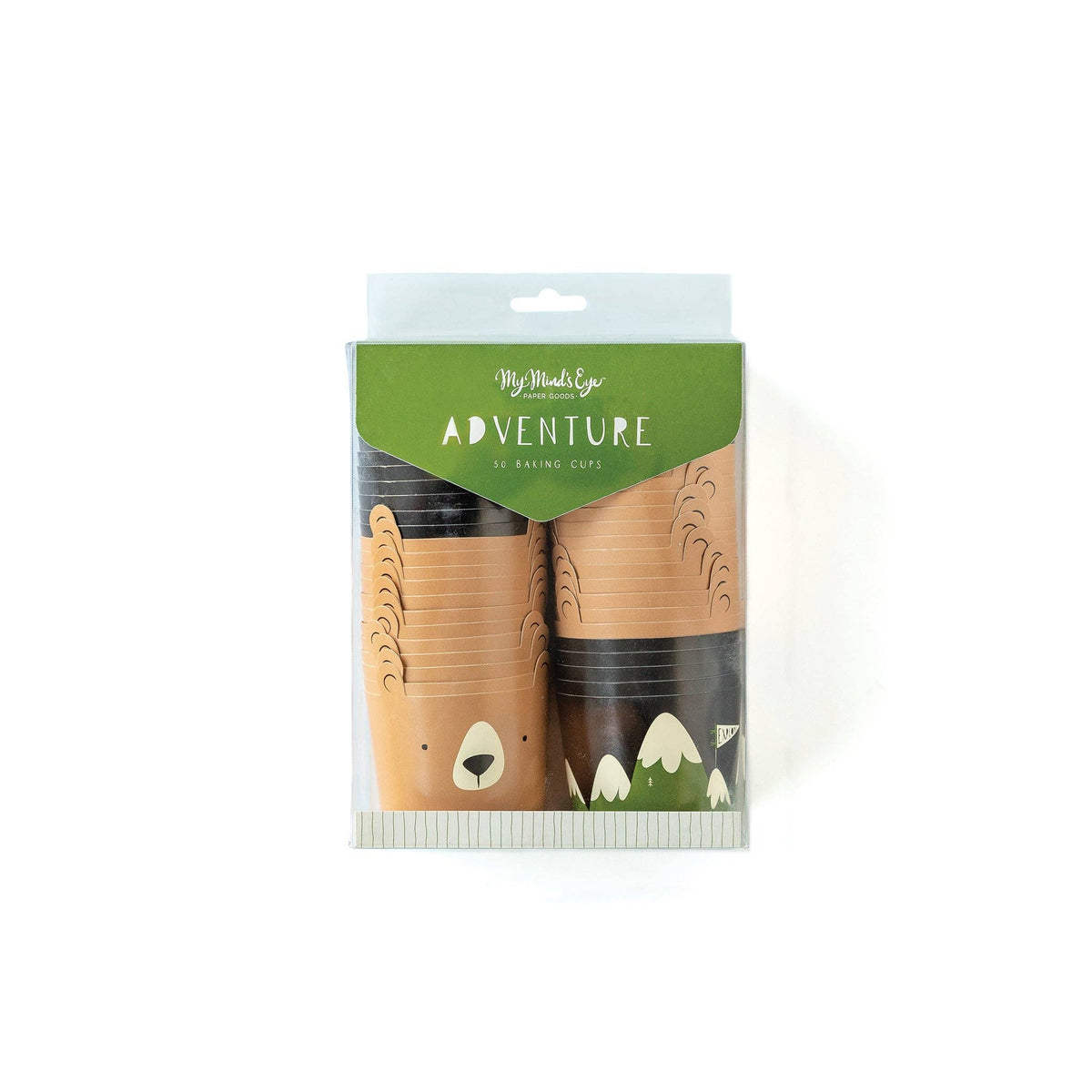 Pack of paper cups with animal designs in a clear packaging on a white background