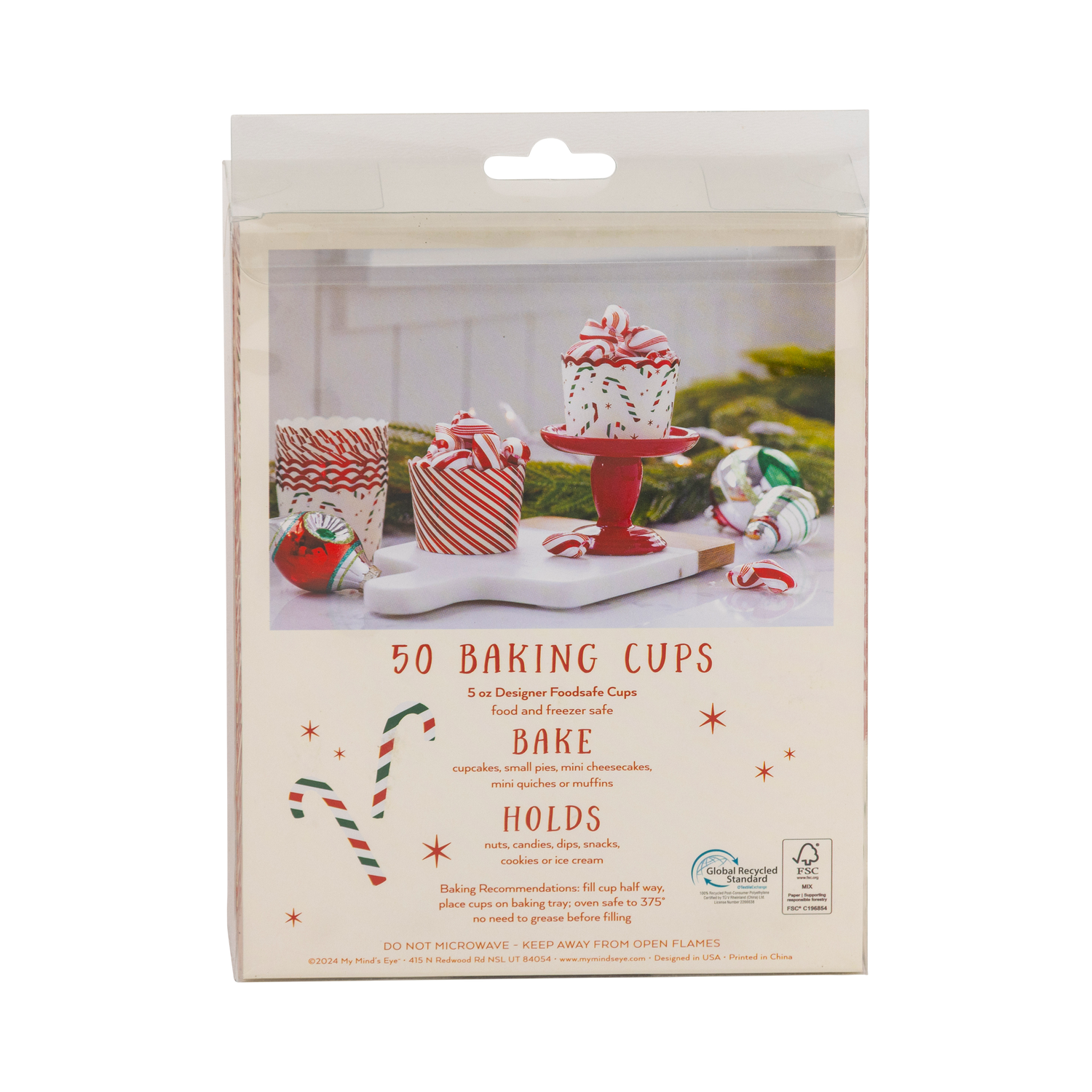 Red Foil Candy Stripes Baking Cups