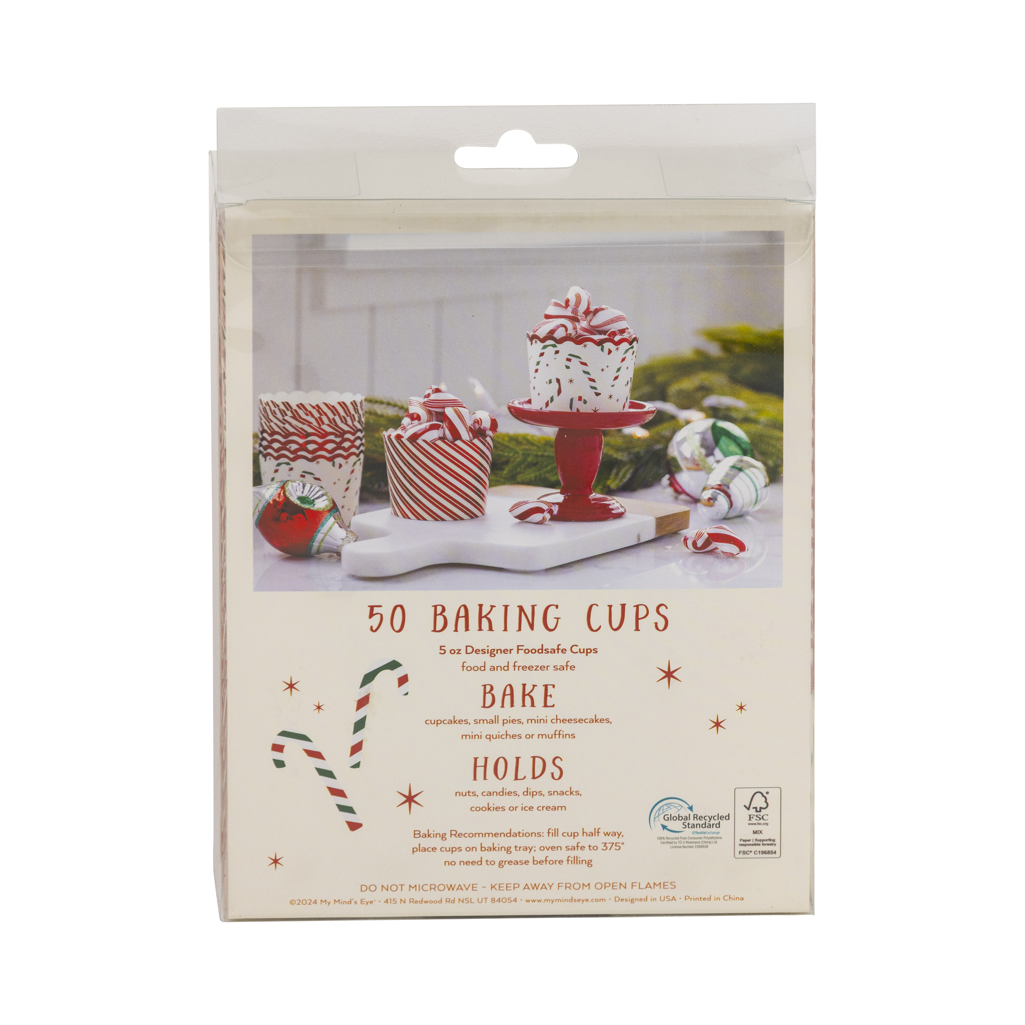 Red Foil Candy Stripes Baking Cups