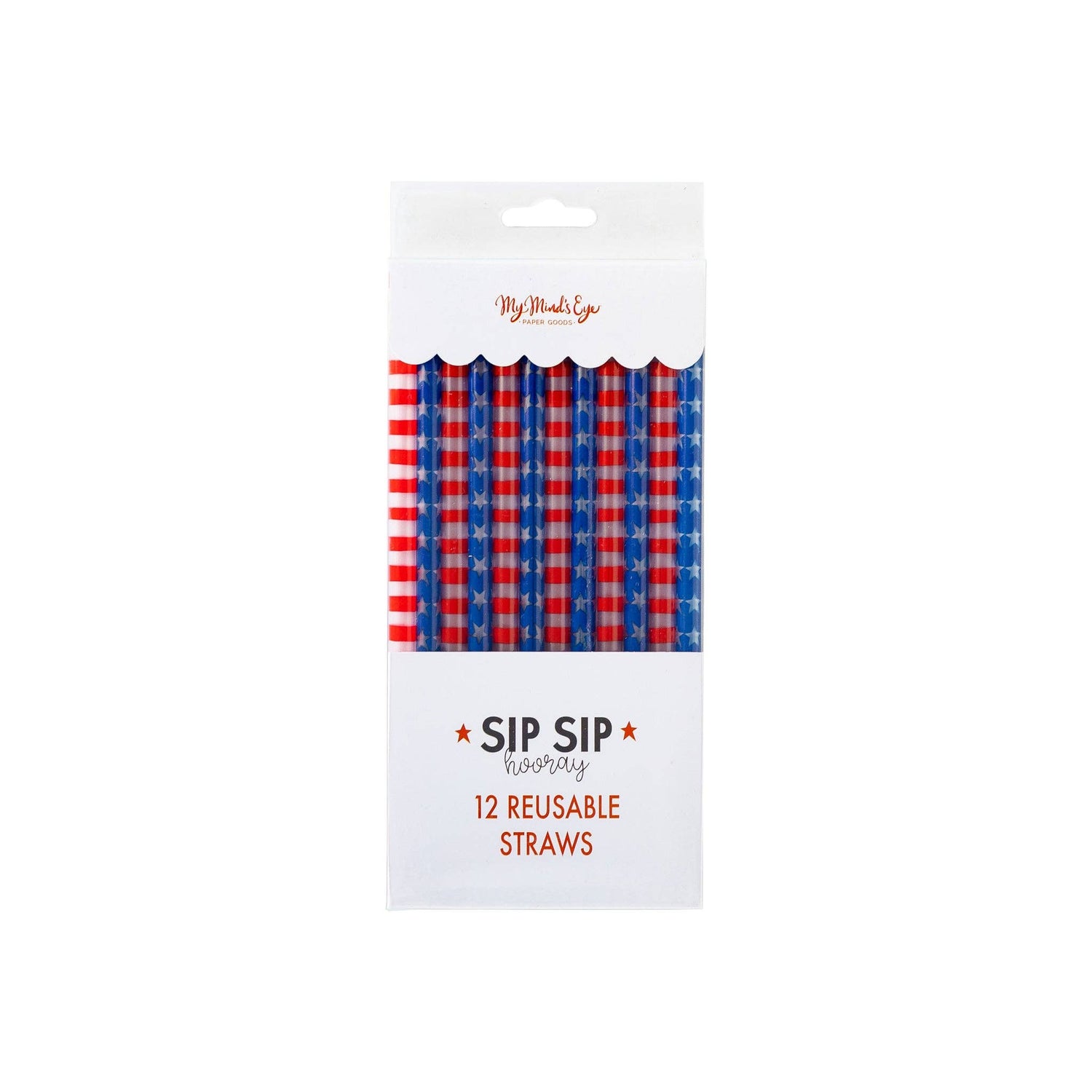 Pack of 12 reusable straws with red and blue checkered pattern on a white background