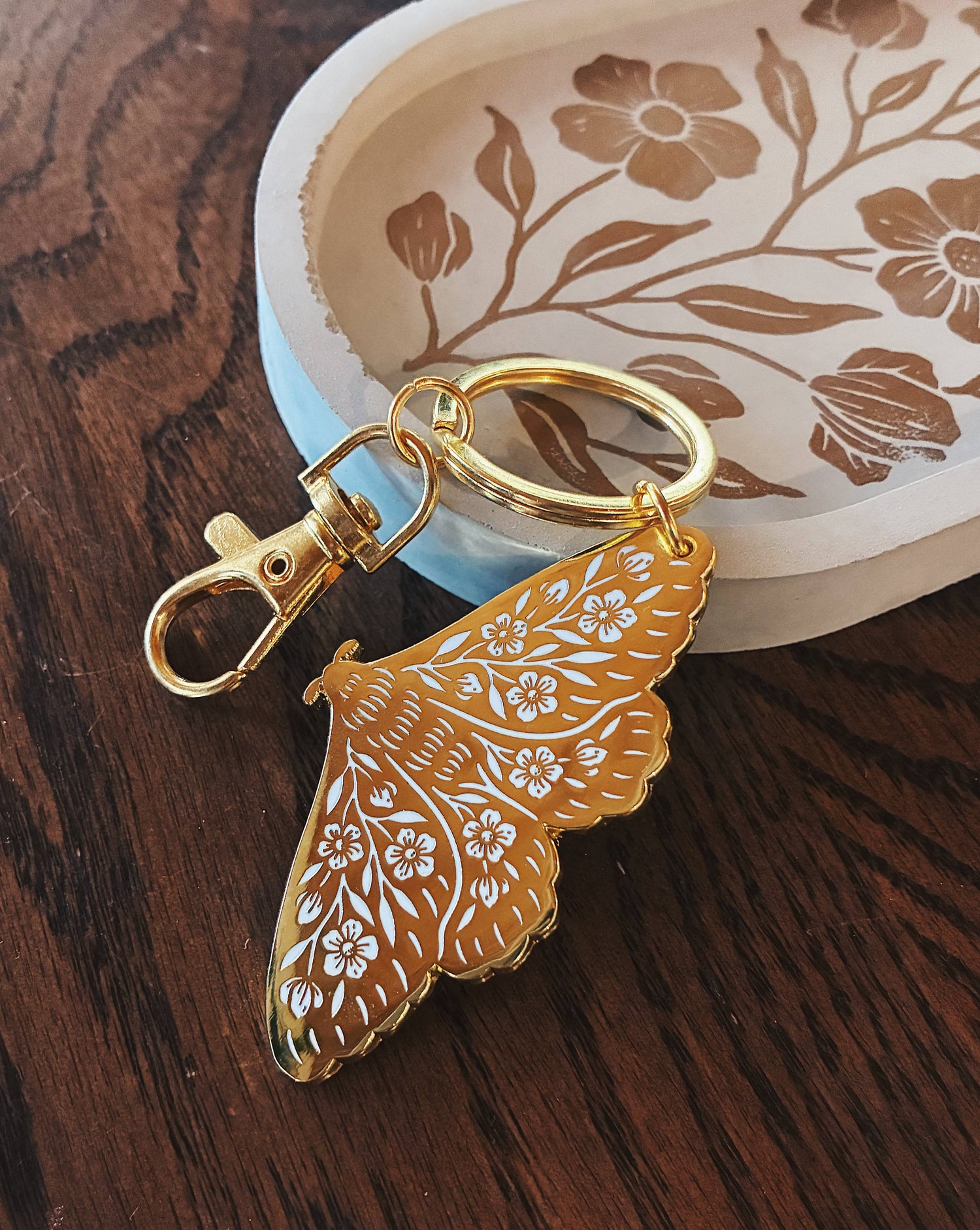 Floral Moth Keychain