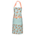 Apron with deer pattern and peach accents on a light blue background