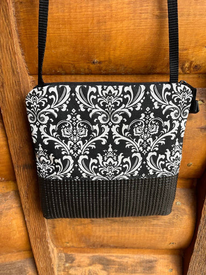 Stella Black Cross Body Purse - Damask
