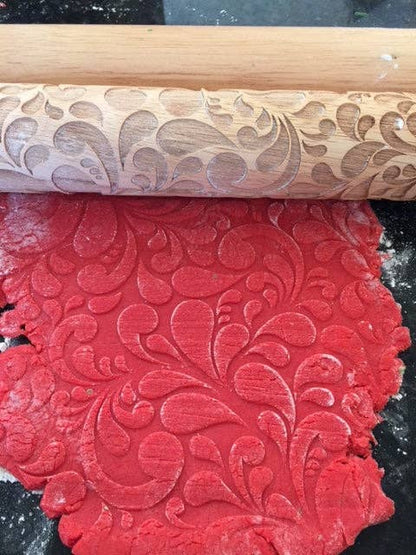 Floral Swirl Embossed Rolling Pin