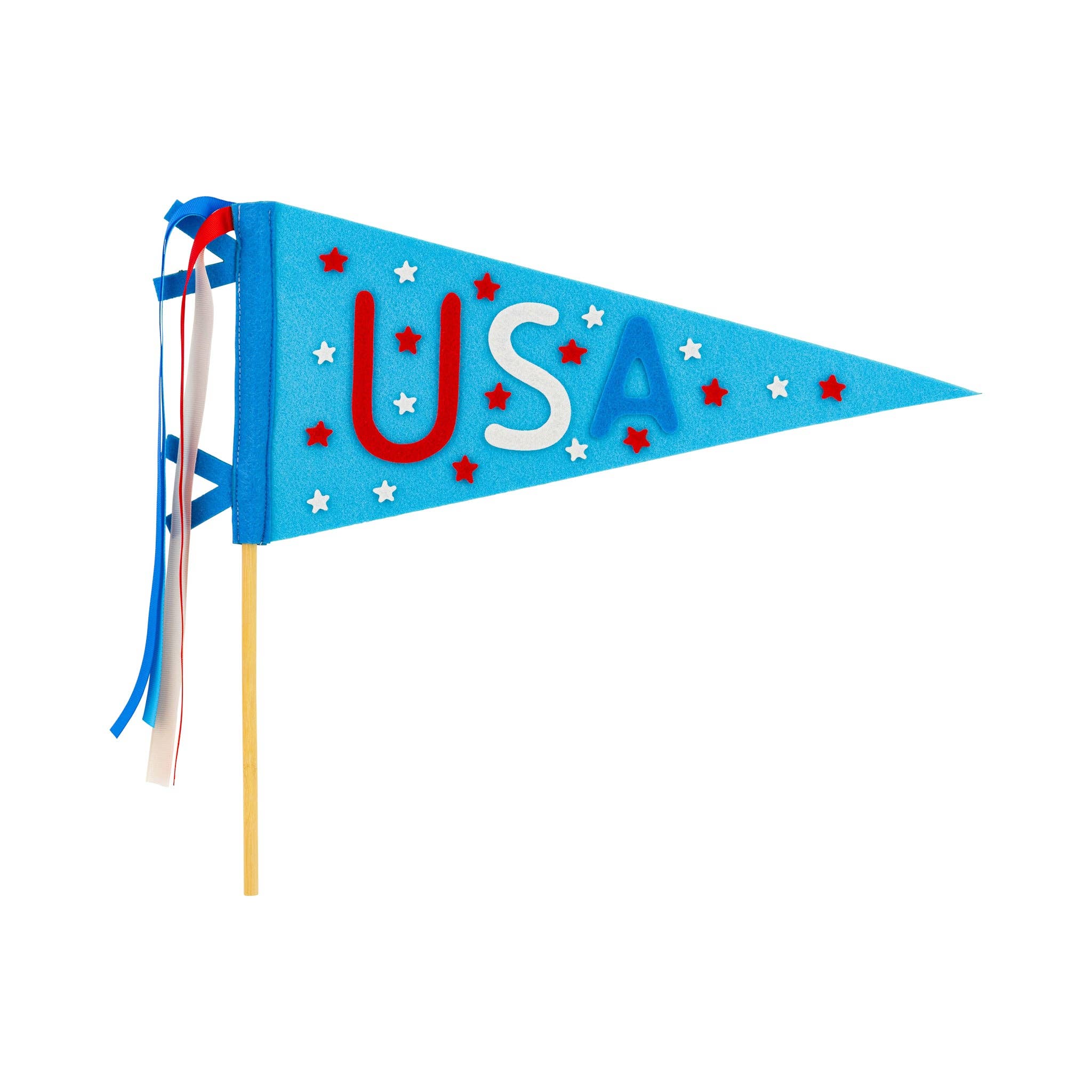 Blue pennant flag with &