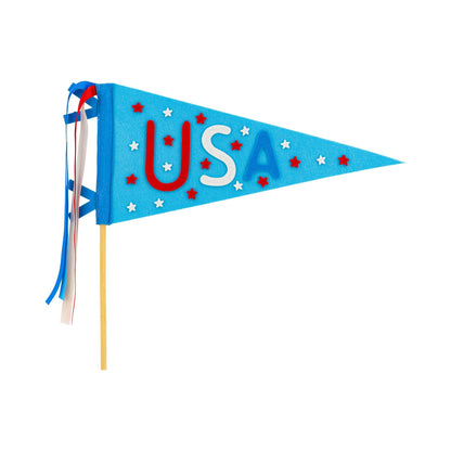 Blue pennant flag with &