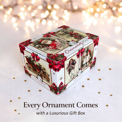 Decorative Christmas gift box with festive design on a soft focus background