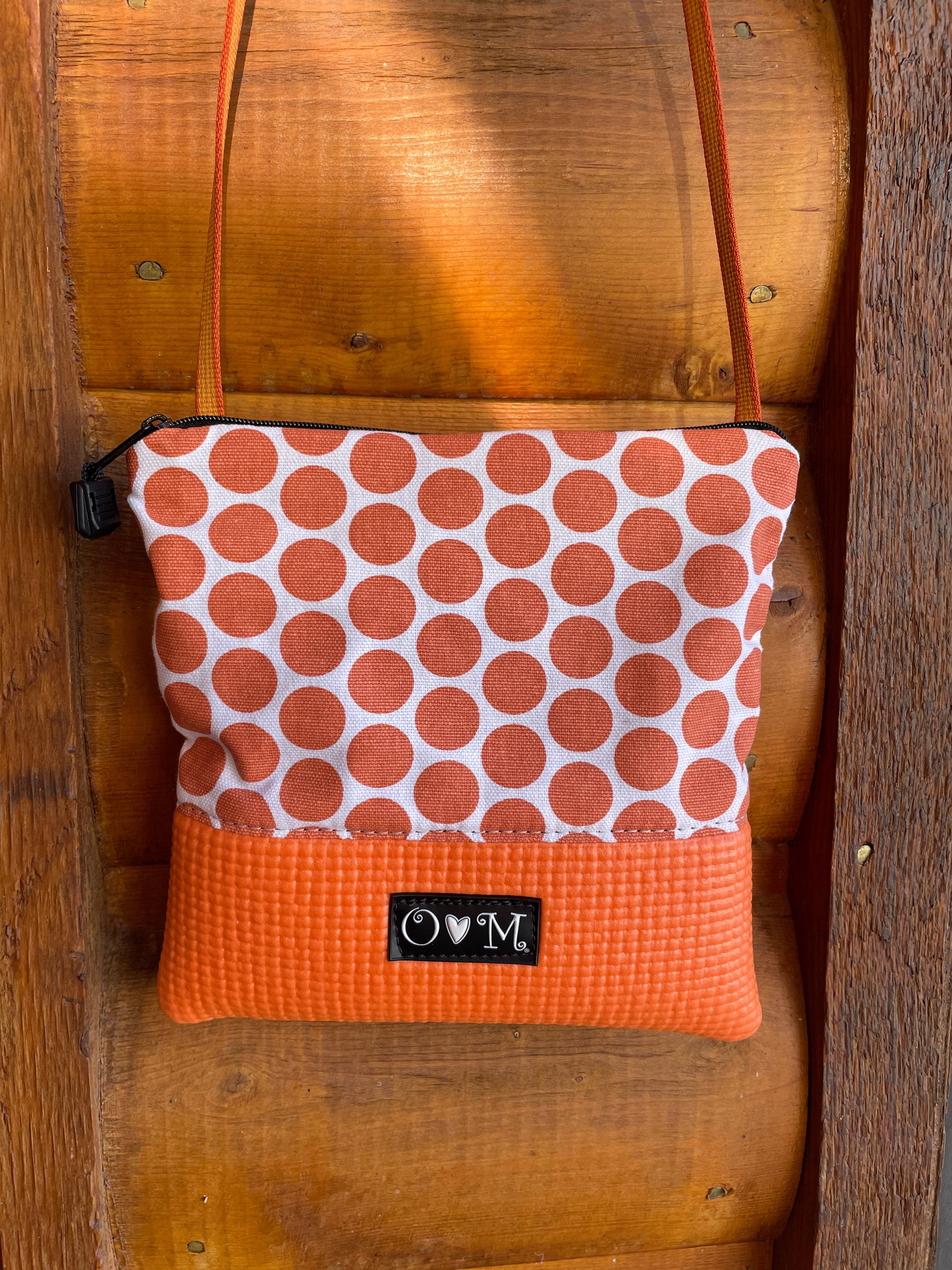 Stella Orange Cross Body Purse - Dot Print Fabric