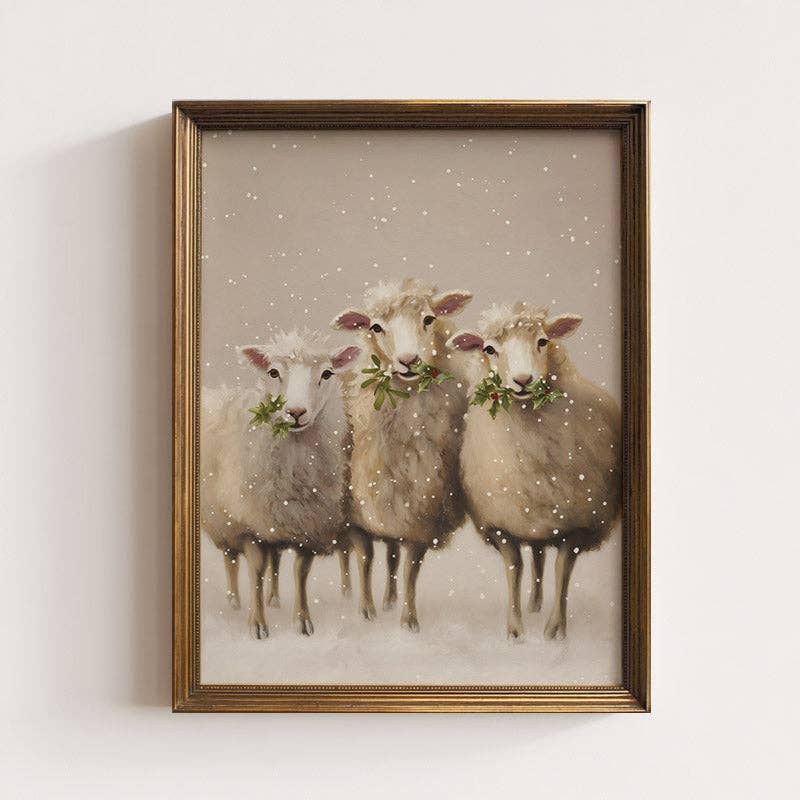 Three Winter Sheep Art Print