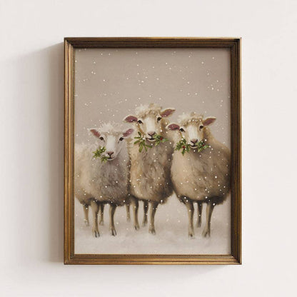 Three Winter Sheep Art Print