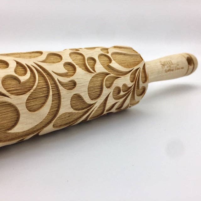Floral Swirl Embossed Rolling Pin
