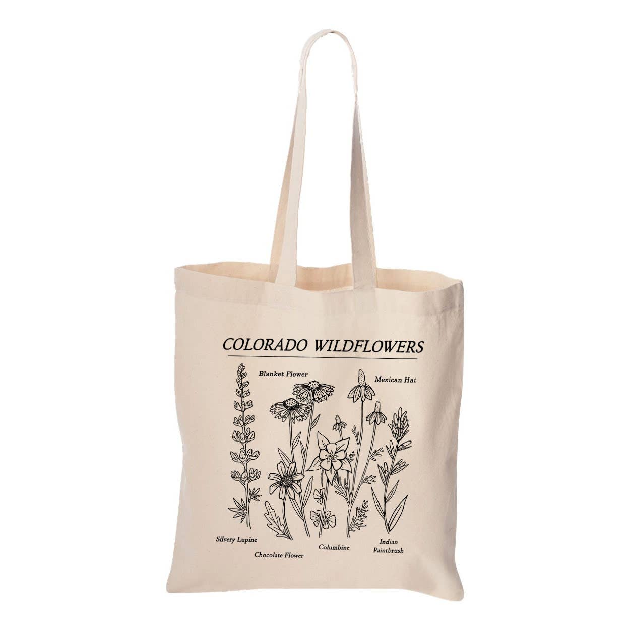 natural canvas tote bag with Colorado wildflowers