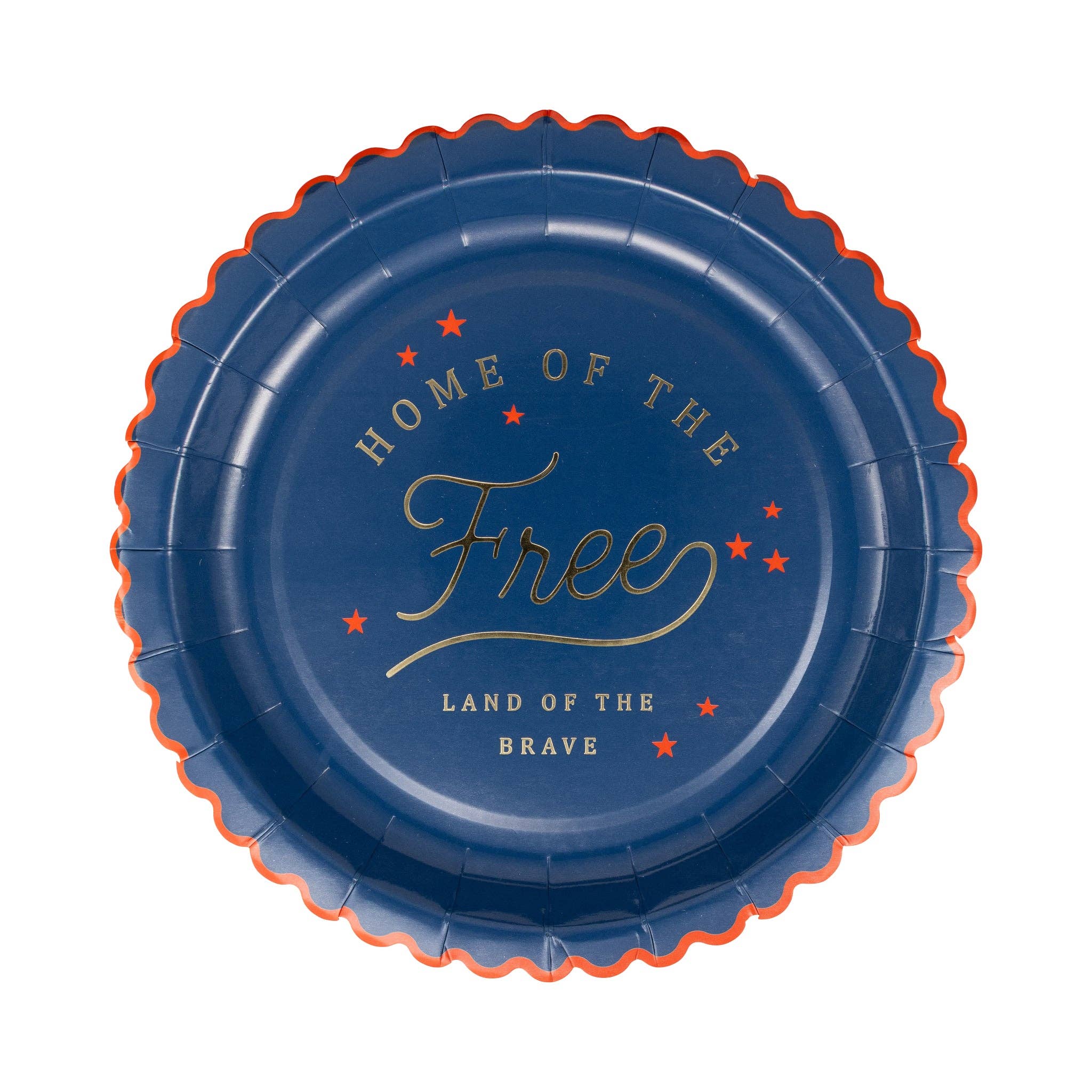 Blue paper plate with &