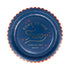 Blue paper plate with &