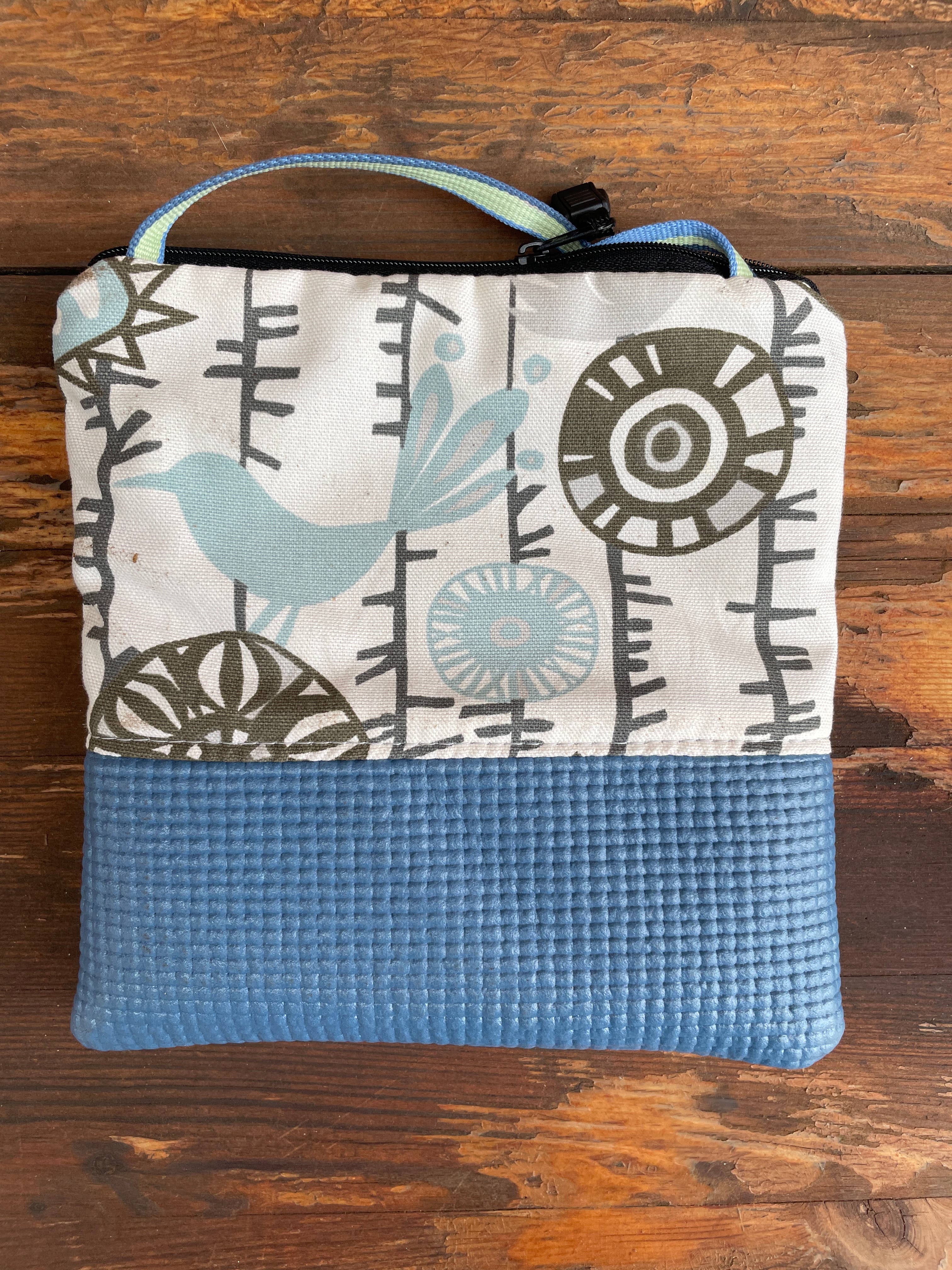 Stella Blue Cross Body Purse - Bird Print Fabric