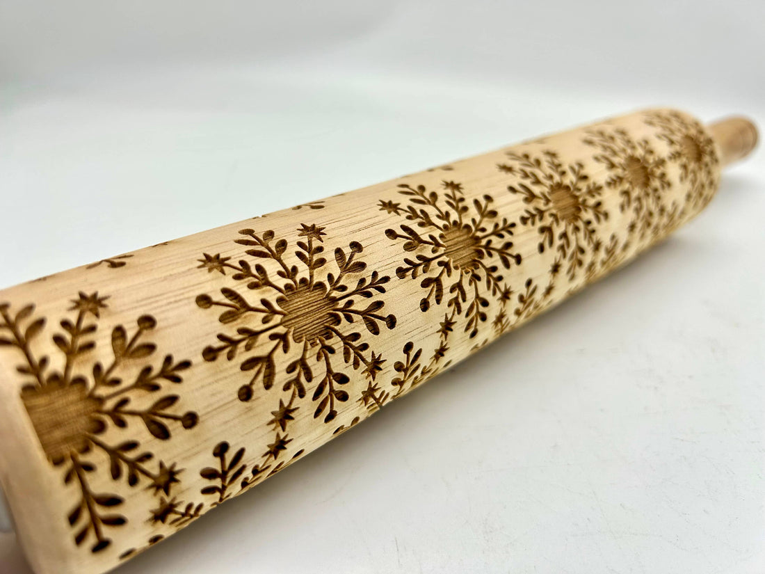 Elegant Snowflakes Embossed Rolling Pin