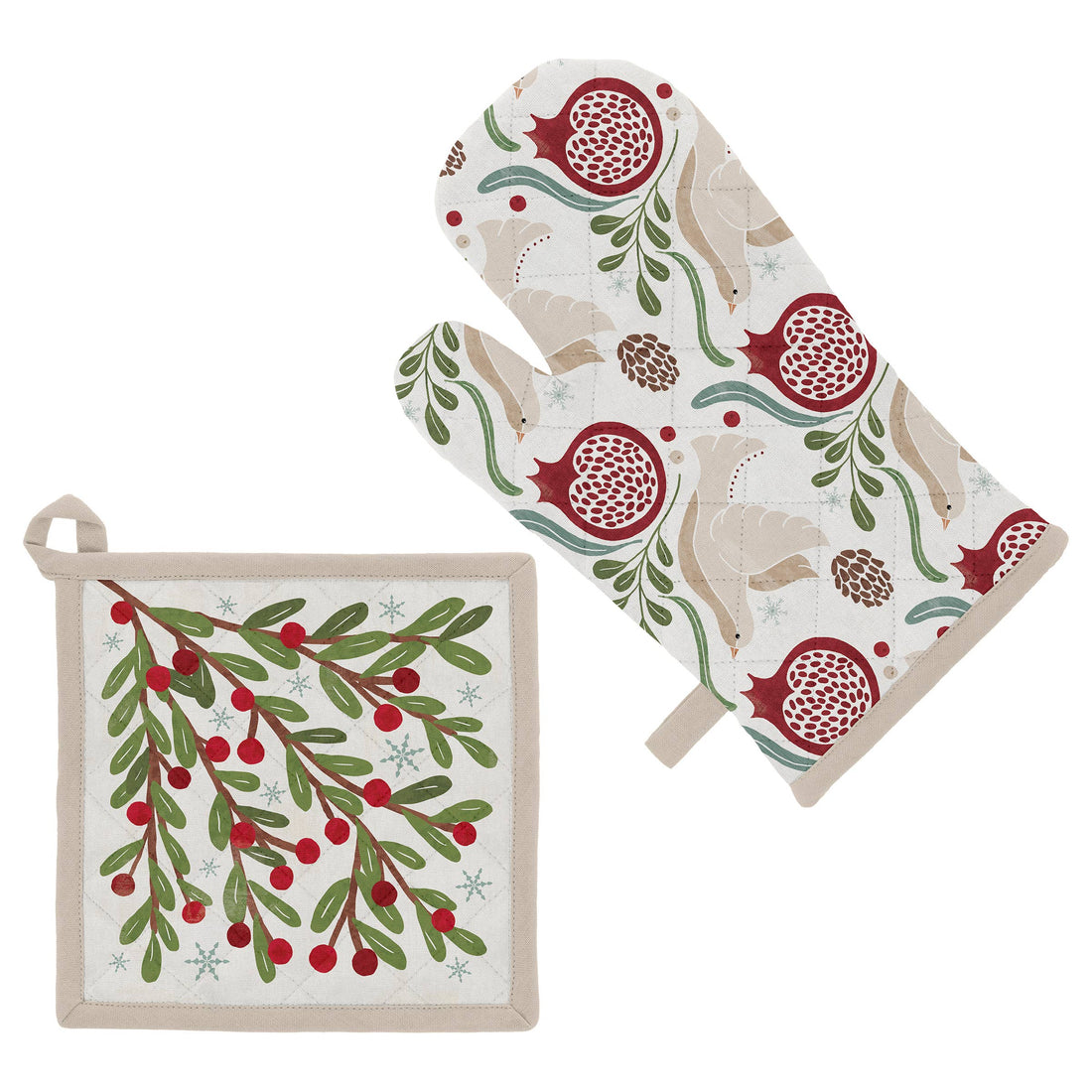 Winter Berry Christmas Oven Mitt &amp; Pot Holder