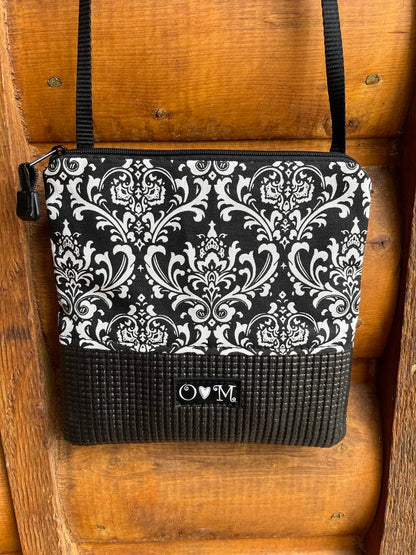 Stella Black Cross Body Purse - Damask