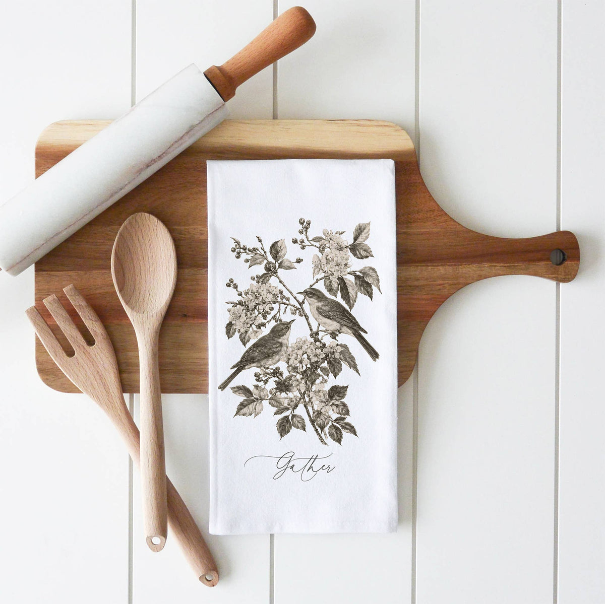 Gathering Birds Tea Towel