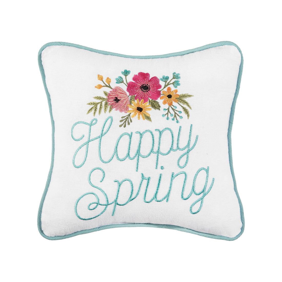 Happy Spring Floral Throw Pillow