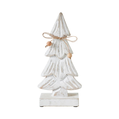 Decorative white Christmas tree with a bow on a white background