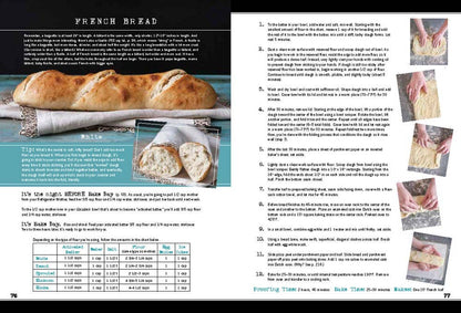 Book page with instructions on making French bread, including text and images of bread.