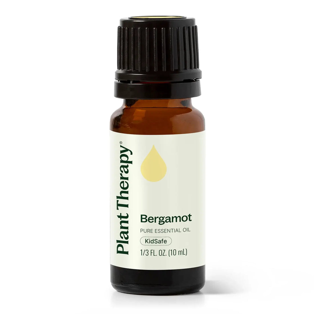 Bottle of Plant Therapy Bergamot essential oil on a white background