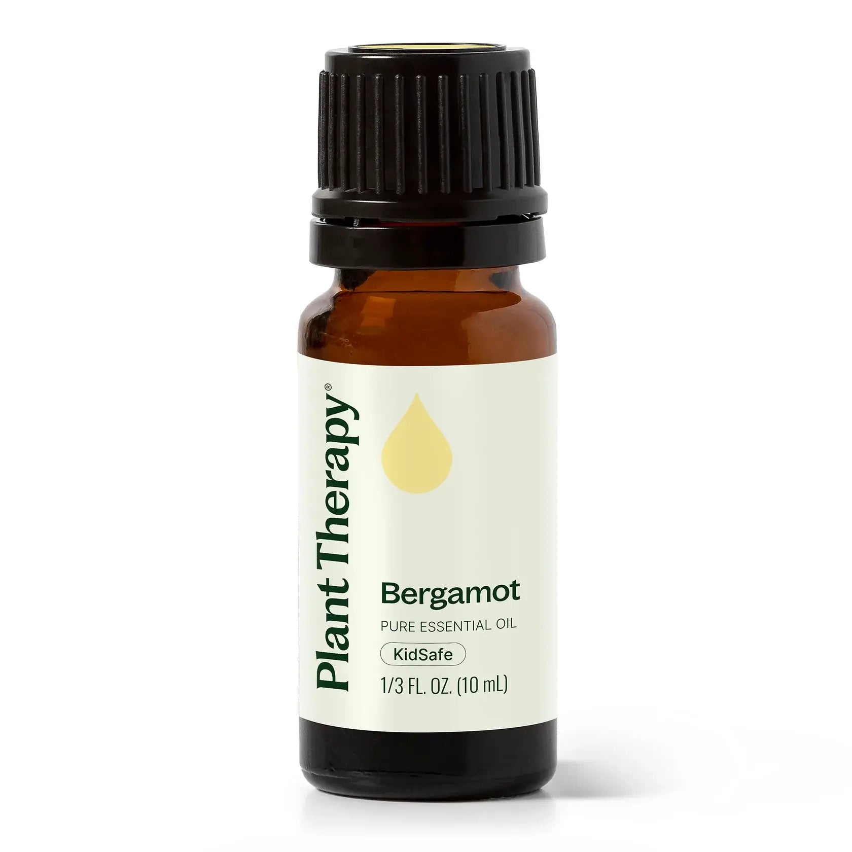 Bottle of Plant Therapy Bergamot essential oil on a white background